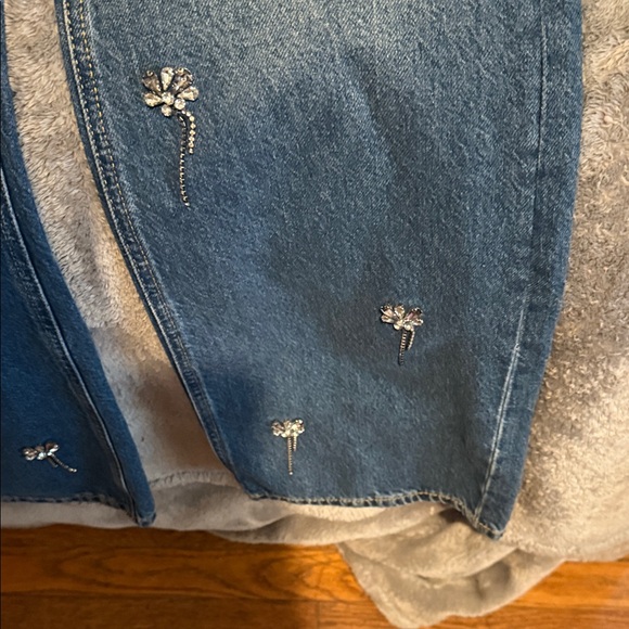 River Island Blue Floral Embroidered Boyfriend Jeans - Picture 9 of 9